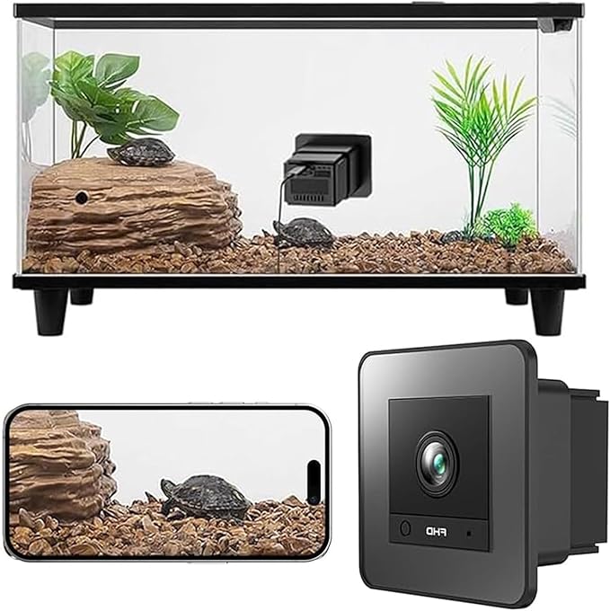 2K HD Fish Tank Camera, Aquarium Camera for Fish Tank & Reptile Terrarium, WiFi Pet Cameras with AI Motion Detection, Night Vision, Two-Way Audio & 140° Wide-Angle Anti-Glare & Anti-Reflection (1 Set)