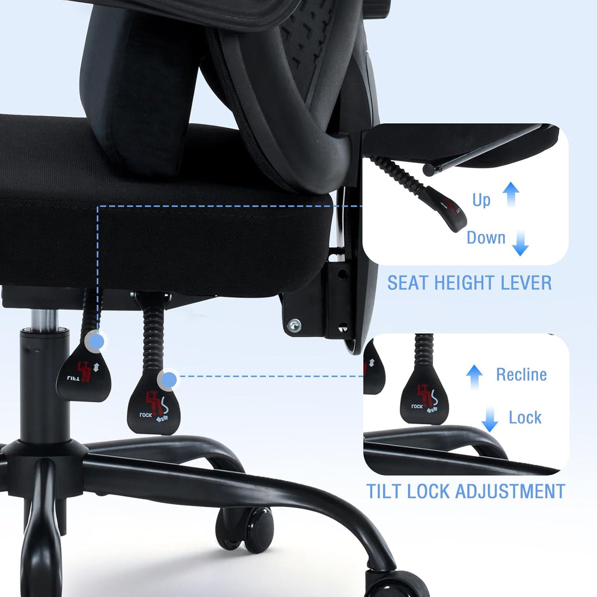 Ergonomic Office Chair with footrest, 90-160° Recline Computer Desk Chair
