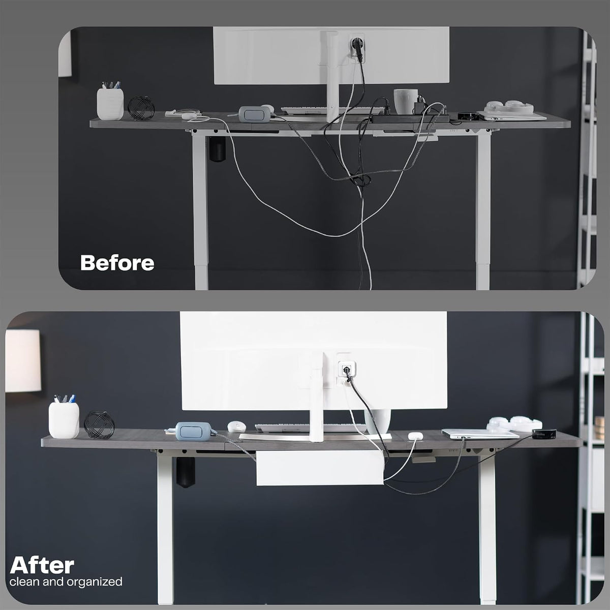 VIVO 2 Pack White 17 inch Under Desk Cable Management Tray, DESK-AC06-2CW