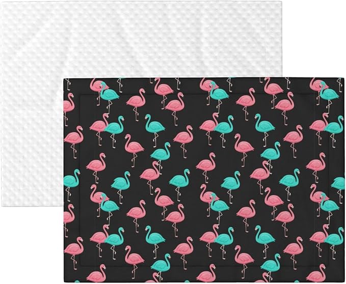 Reversible Plush Pet Blanket for Puppies Kittens, Flamingo Pattern, Double Sided Gentle Dot Texture for New Pets Adjusting to Home Environment Softly