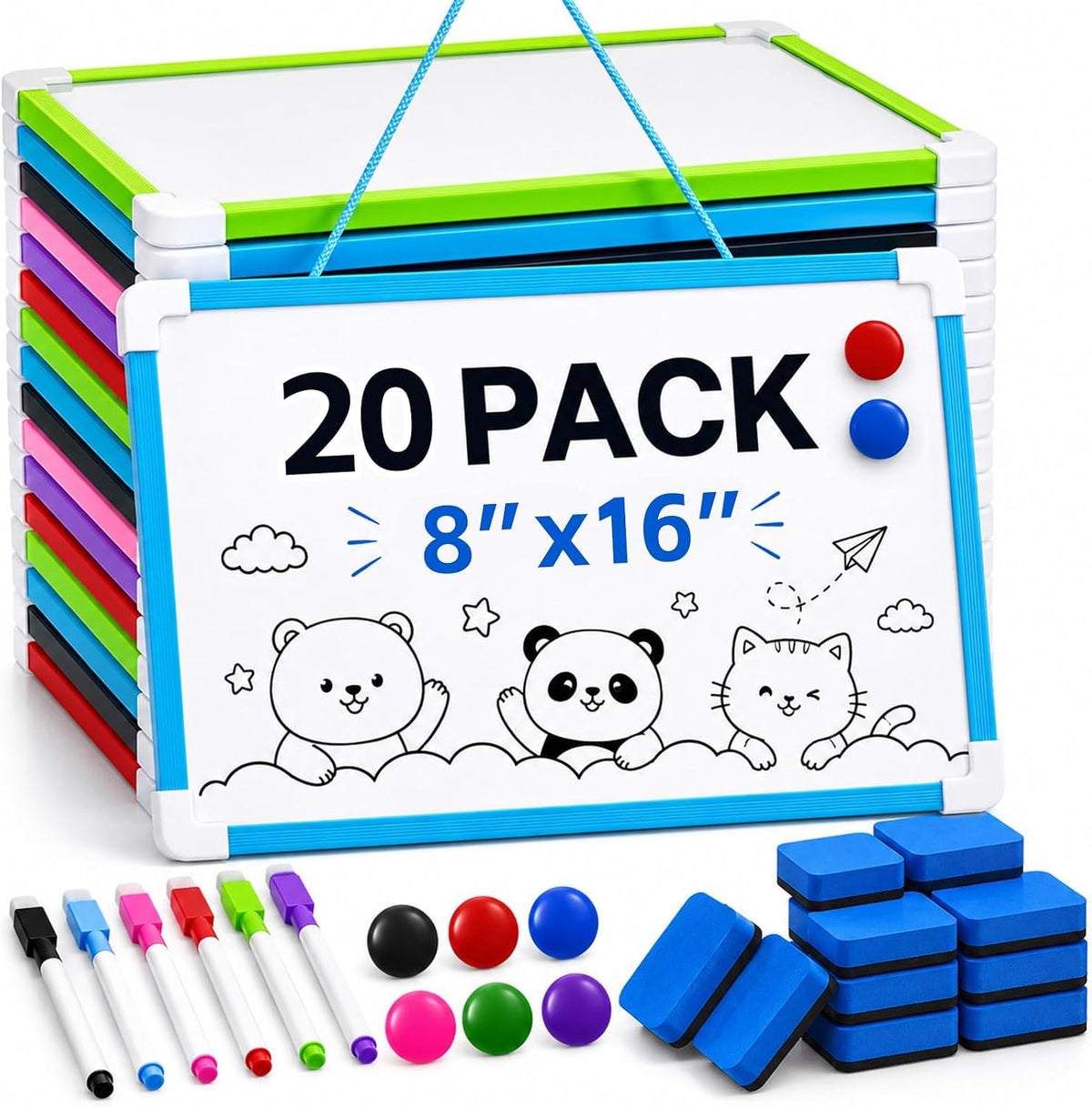 20 Pack 8'' x 12'' Hanging Magnetic Dry Erase Board Small Dry Erase Board