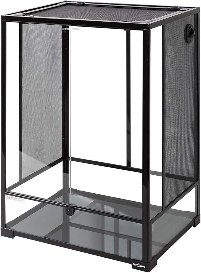 REPTI ZOO 24" x 18" x 36" Reptile Tall Glass Terrarium Rainforest Habitat Double Hinge Door with Screen Ventilation 67 Gallon Reptile Terrarium Easy Assembly
