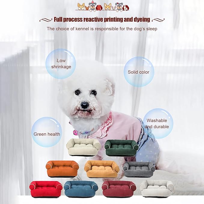 Suede Sofa Dog Bed, Multiple Sizes Orthopedic Memory Foam Mattress, Durable and Calming, Washable Dog Bed with Anti-Slip Bottom L lightGrey