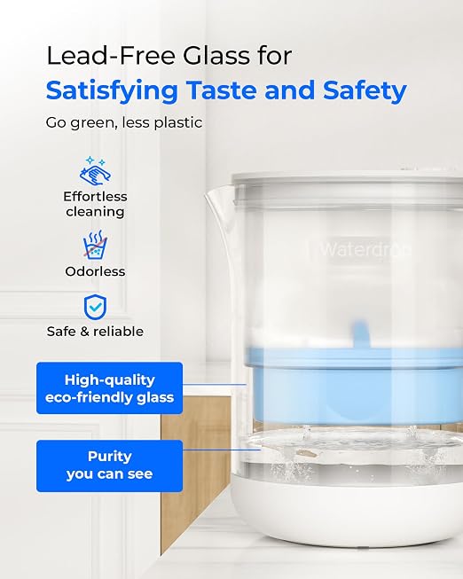 Waterdrop Glass Alkaline Water Filter Pitcher