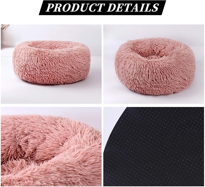 Warming Round Dog Bed for Small, Medium and Large Dogs & Cats, Short & Long Plush Pet Bed, Luxurious Faux Fur Donut Cuddler, Bolster Pet Bed & Sofa, Machine Washable 40CM 16Inch
