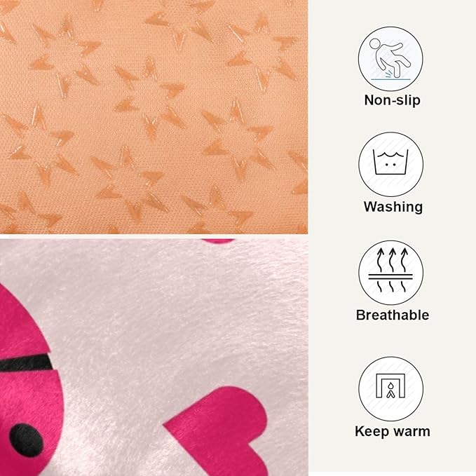 Ladybug Hearts Pet Bed Cute Dog Bed Mat Absorbing Non Slip Pad Pet Sleeping Mat for Small, Medium, and Large Dogs Puppy Cat 24 in x 18 in