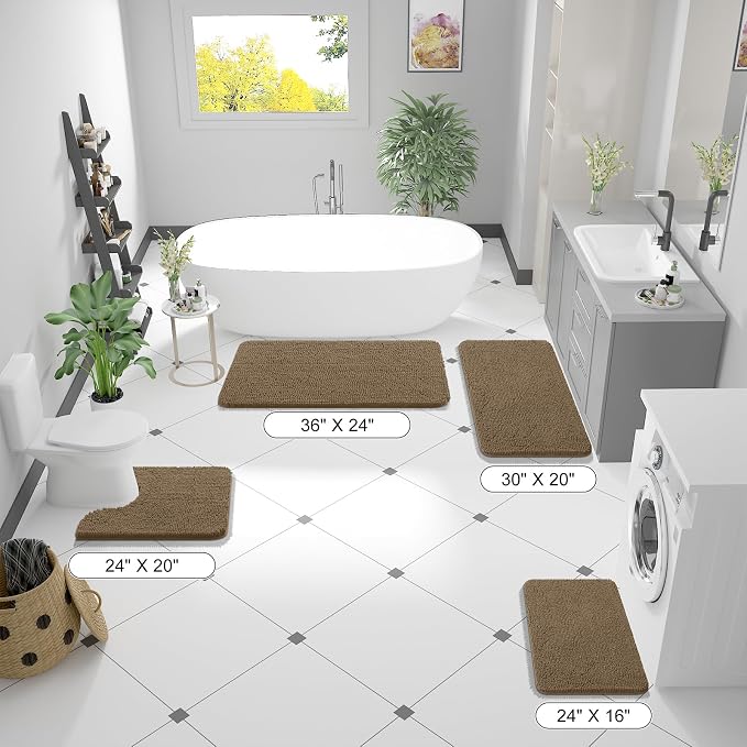 OLANLY Large Bathroom Rugs 70x46, Extra Soft Absorbent Chenille Bath Rugs