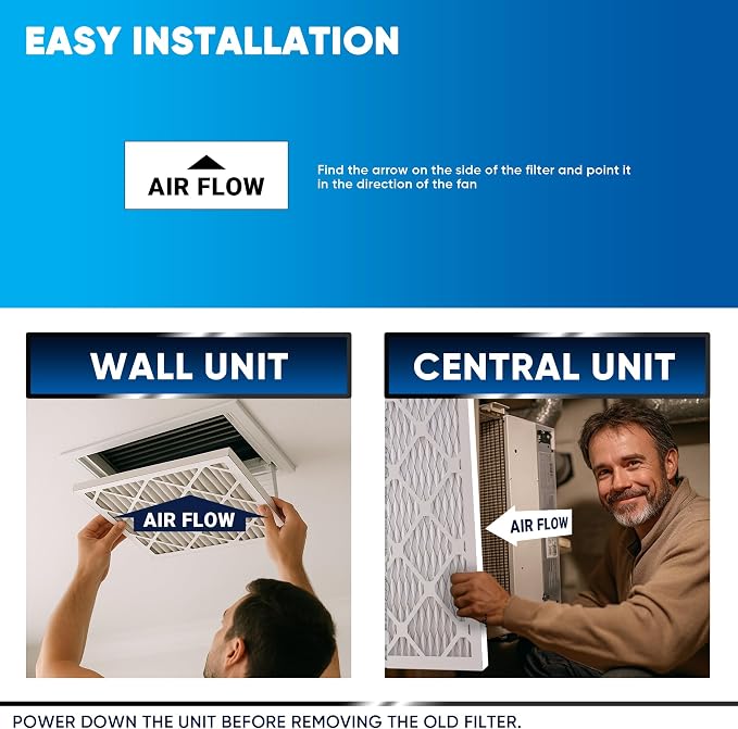 10X10x1 MERV 13 Air Filters, Actual Size: 9.70" x 9.70" x 0.75", Pleated Design