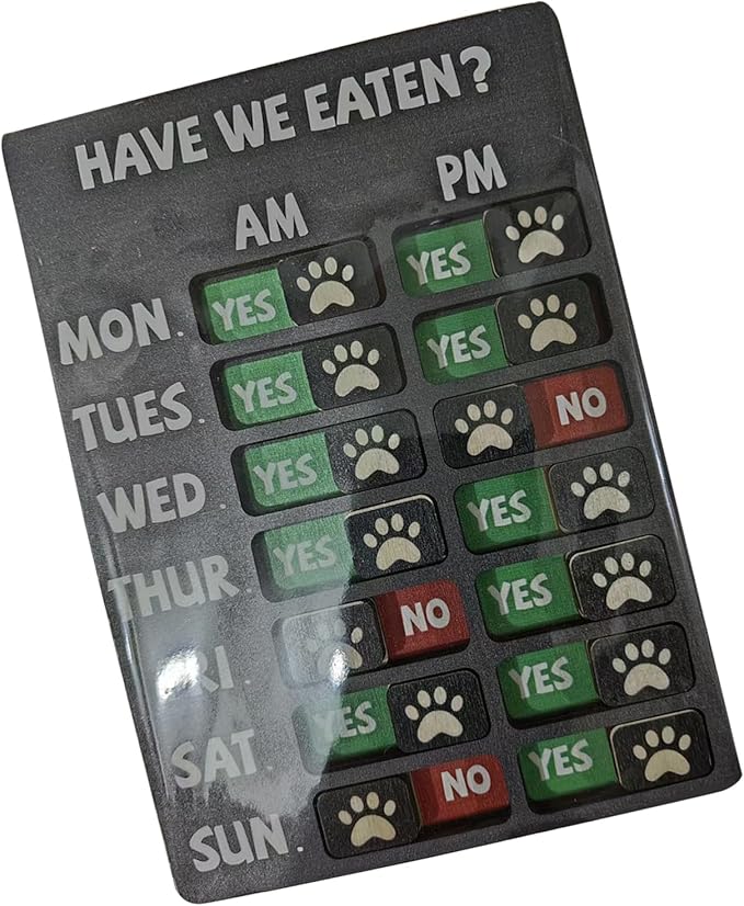 Large Pet Feeding Monitor Board Wood Composite Clear Indicators for Daily and Weekly Tracking Wooden Sign