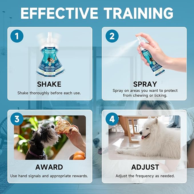 No Chew Spray for Dogs 200ML, Bitter Apple Spray for Dogs Stop Chewing Licking of Furniture, Shoes, Bandages, Dog Training & Behavior Aids Spray, Indoor & Outdoor Use, No Alcohol & Trace