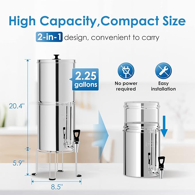 Waterdrop Water Filter System, NSF/ANSI 42&372 Standard, 2.25G Stainless-Steel