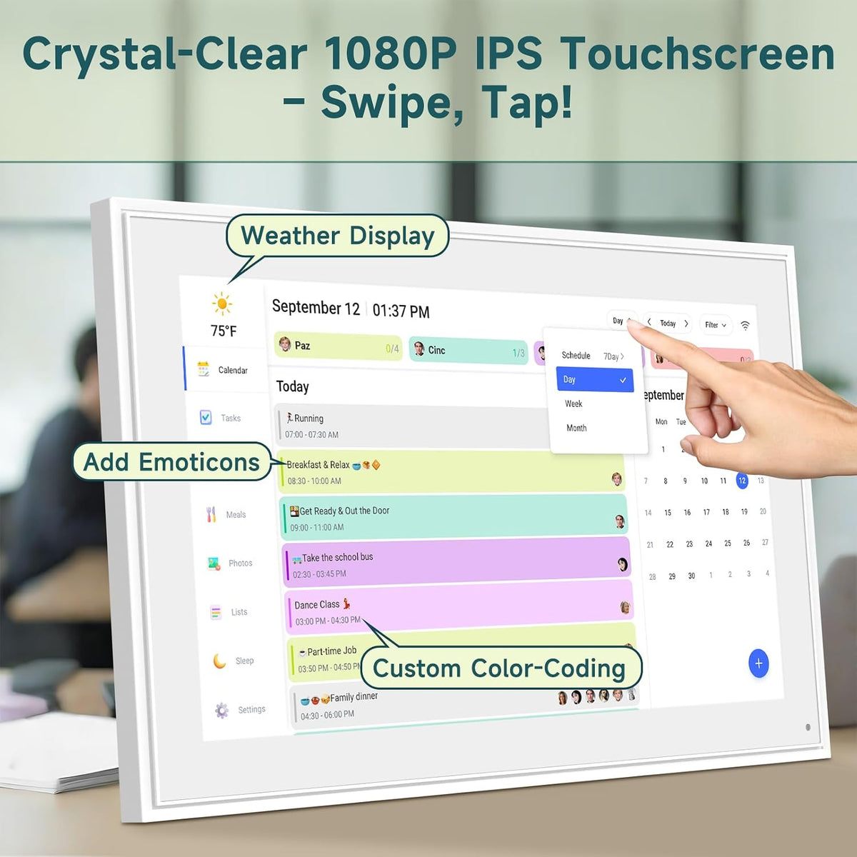 21.5 Inch Digital Calendar Wall Touch Screen Chore Chart Reward System