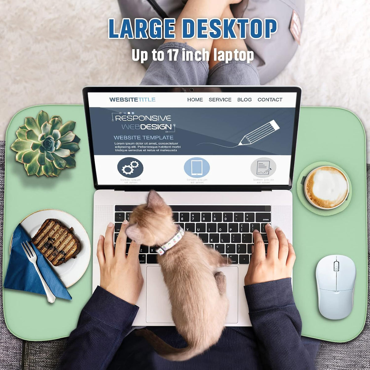 Fayquaze Portable Foldable Laptop Bed Desk with Storage Drawer and Cup Holder - Lap Desk Laptop Stand Tray Table for Eating, Reading and Working