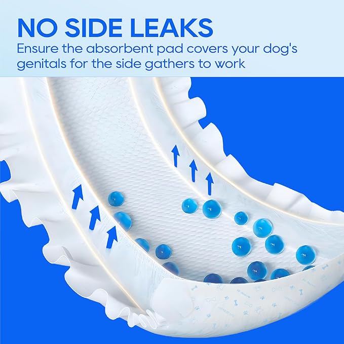 HONEY CARE All-Absorb A25 Male Dog Wrap, 50 Count, Medium, White