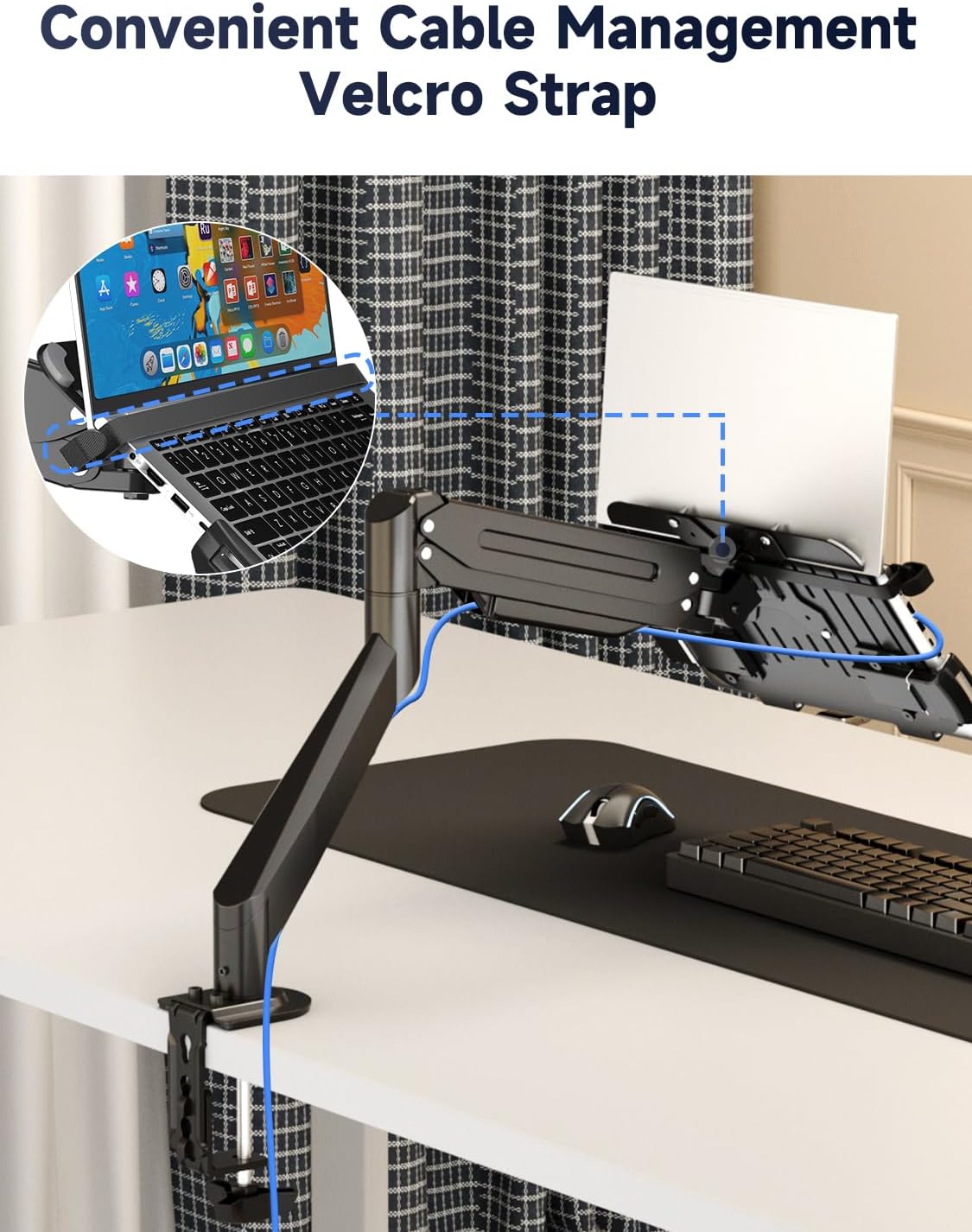 suptek Laptop Desk Mount,Fully Adjustable Monitor and Laptop Mount Stand for 13-18 Inch Notebook and 17-35 inch Monitor Screen,Holds 24.25lbs with Vented Tray