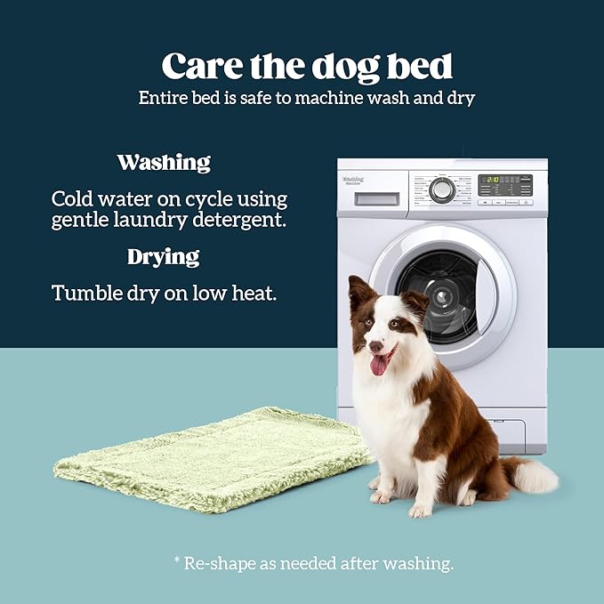 Stoutwool Indestructible Dog Bed - Fluffy Chew Proof Dog Crate Pad - Tough Kennel Pad for Aggressive Chewers - Washable, Ideal for Medium Breeds & Fits 30-Inch Crate - 29"x18", Gleam
