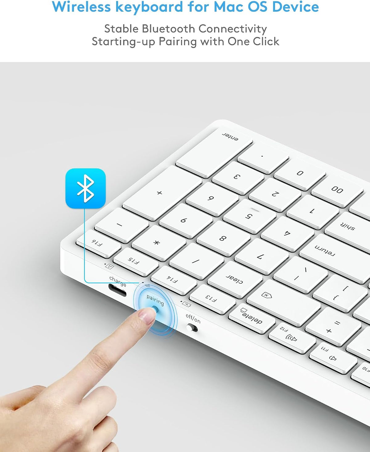 Yivandi Compact Wireless Keyboard for macOS Devices with Numeric Keypad
