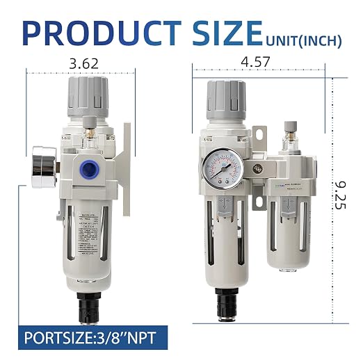 3/8" NPT Auto-Draining Air Filter Regulator Combo