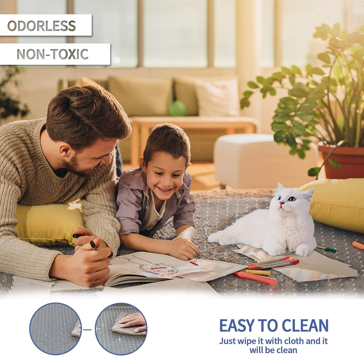 Amyracel Office Chair Mat, 60" x 46" Easy Glide Plastic Floor Mat, Clear Computer Desk Chair Mat for Low Pile Carpeted Floors