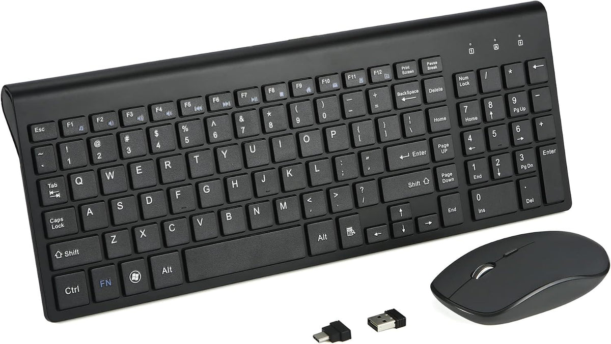 Fonicer Wireless Keyboard and Mouse Combo with USB C & USB A Receiver-Full Size Type c Keyboard and Mouse Compatible