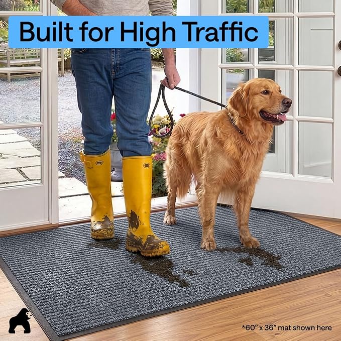 GORILLA GRIP Waterproof Traffic Guard Door Mat, Heavy Duty Entryway Mats