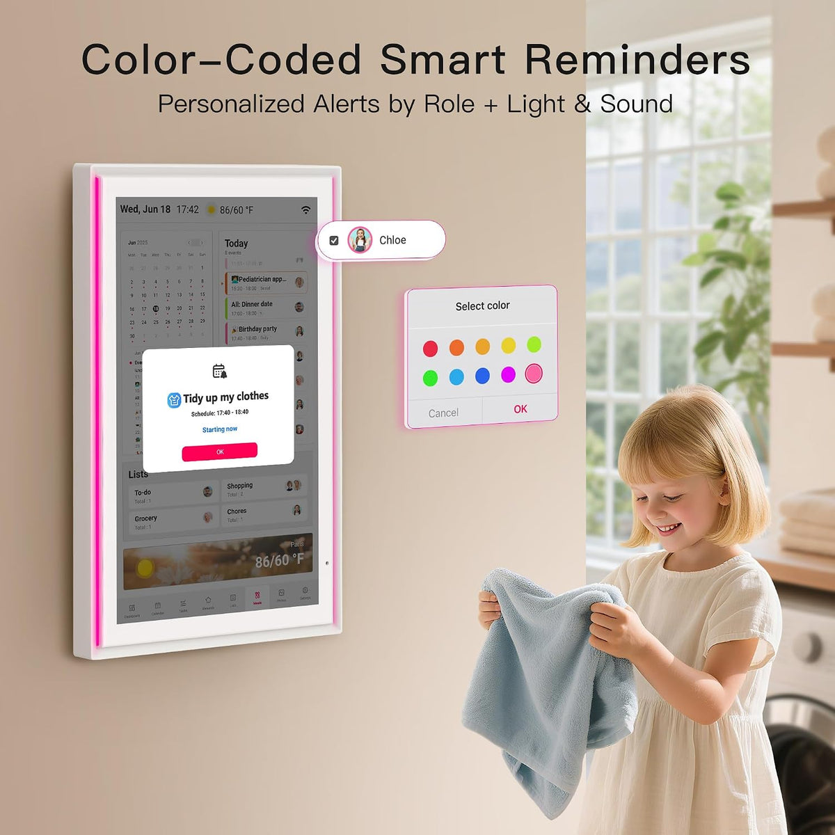 15.6" Family Digital Touchscreen Calendar for Chore & Meal Planning