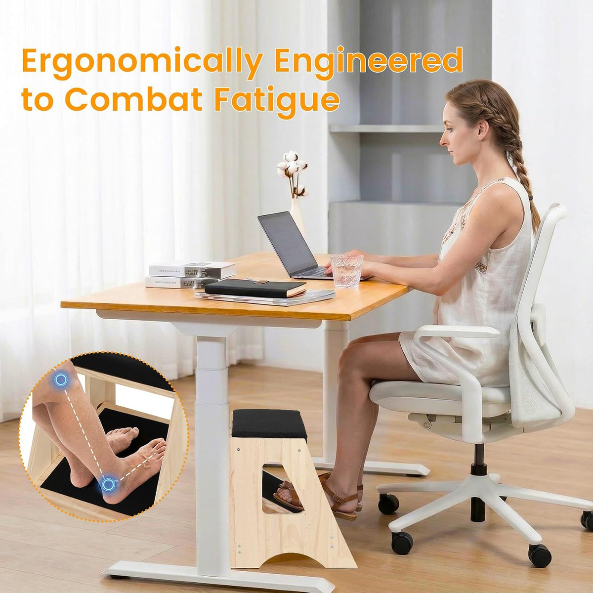 Double Step Footrest Under Desk,4 Adjustable Heights with Adjustment Stem
