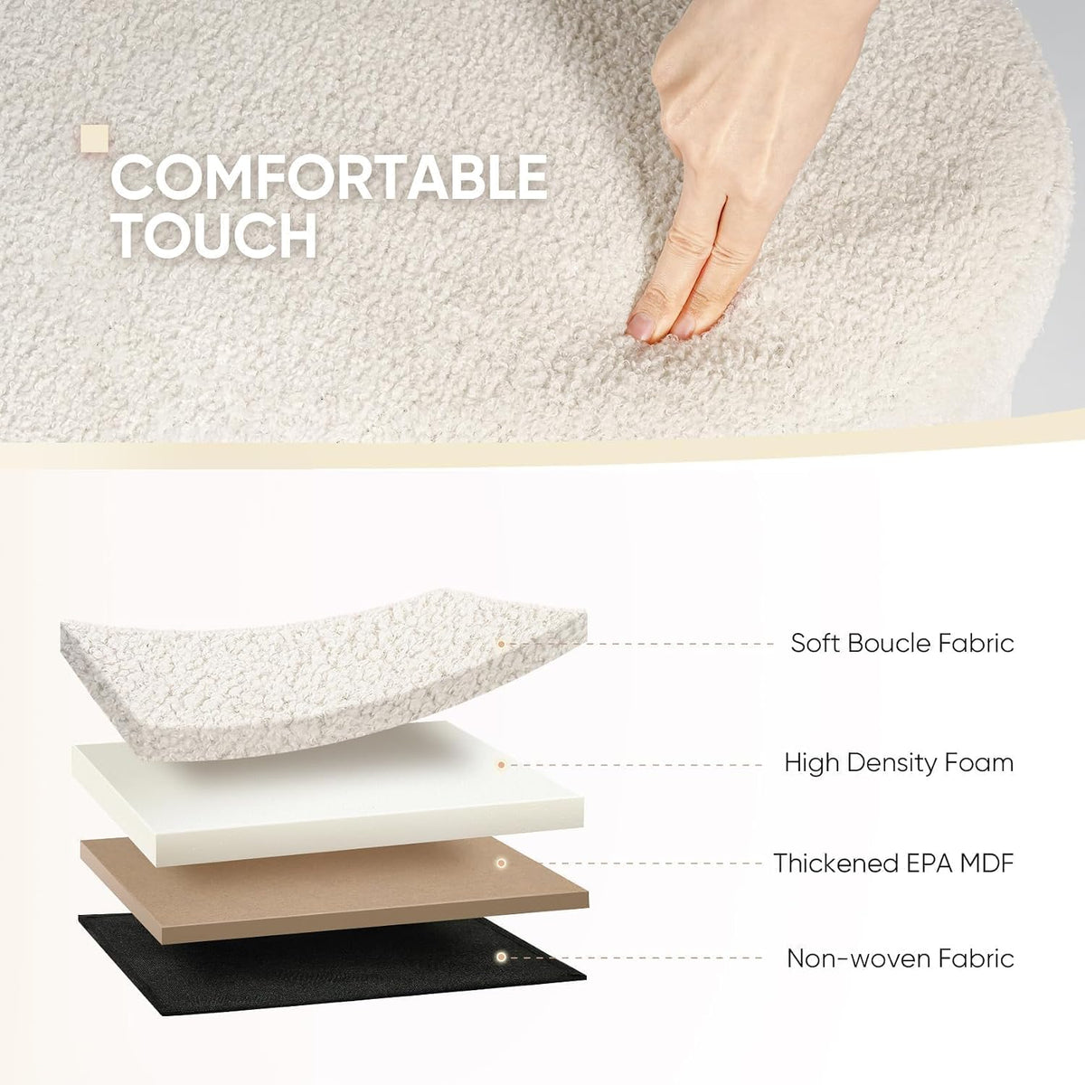 B FSOBEIIALEO 43.3" Sherpa Ottoman with Storage for Living Room,Cream White