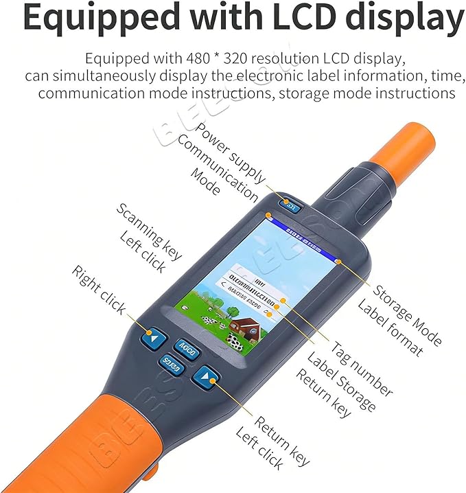 Pet Chip Reader,Pet Microchip Scanner Reader,134.2KHz RFID,20000 Data Storage,30s Auto Power Off,ISO11784/85, for Dog Cat Pig Livestock Identification
