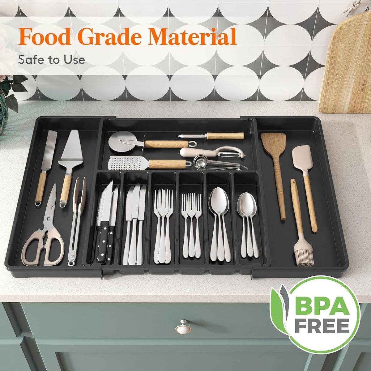 Lifewit Extra Large Silverware Drawer Organizer, Expandable Utensil Tray