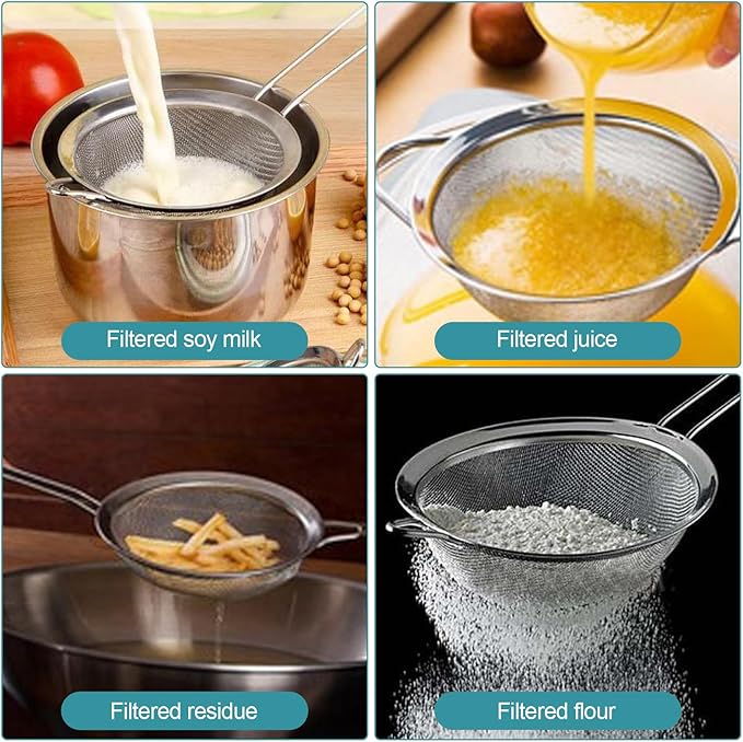 2 Pack Fine Mesh Strainer, Small Stainless Steel Sieves