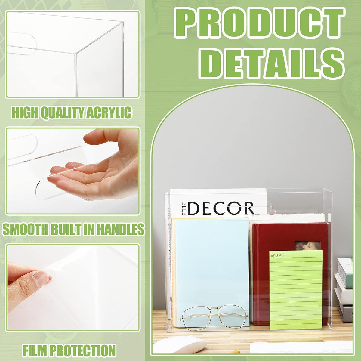 Sintuff Hanging File Organizer Box, Acrylic File Folder Organizer