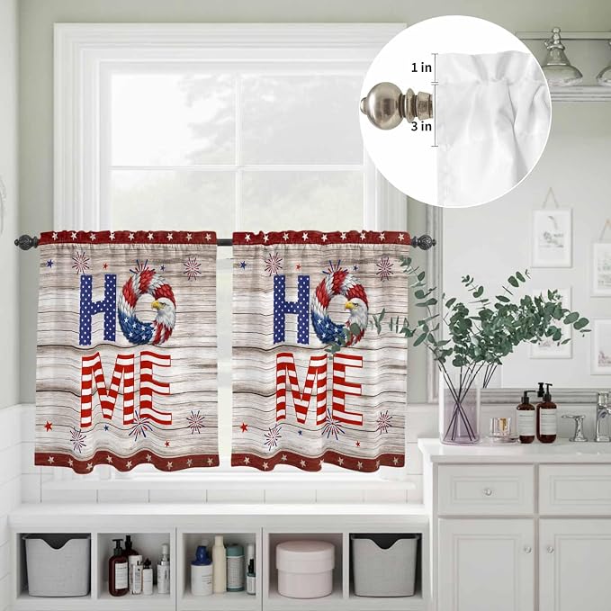 4th of July Kitchen Curtains Set 3 Piece