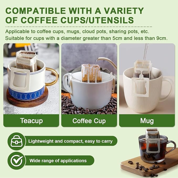 CARGEN 100Pcs Portable Coffee Filter Paper Bag