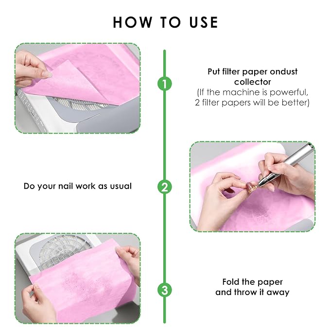 300 Sheets Nail Dust Collector Filter Paper: Disposable Dust Vacuum Filter