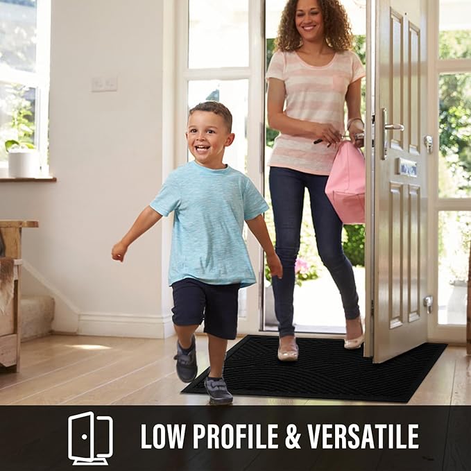 HIYARD Sturdy Front Door Mat, Absorbent Muddy Dirt Resist Welcome Door Mats