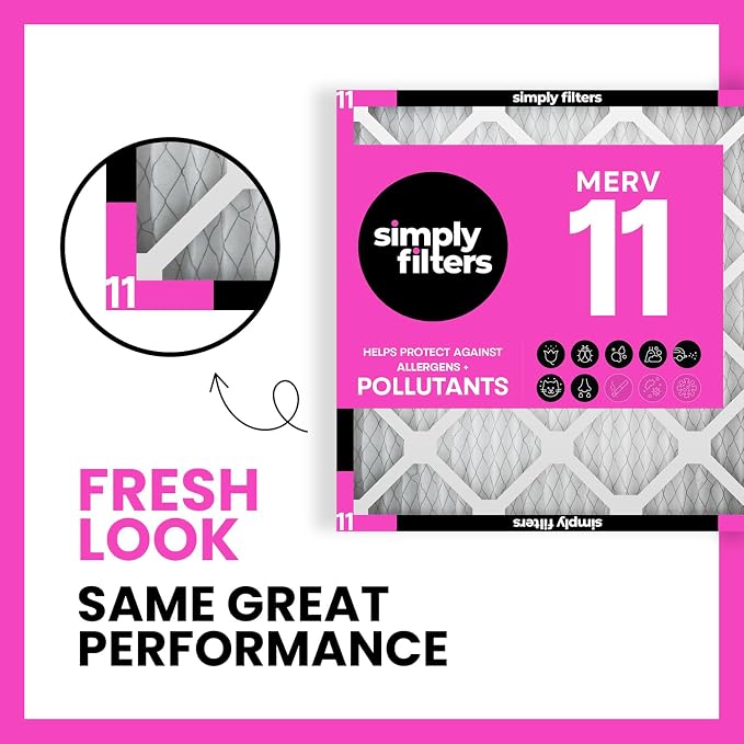 Simply 20x20x2 Air Filter, MERV 11, 12 Pack, Furnace Air Filter