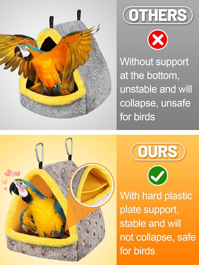 MEWTOGO Large Winter Warm Bird Nest House, Comfortable Bird Bed for Cage with Mat, Hanging Hammock Shed Hideaway Hut Gift for Macaws African Grey Amazon Parrots