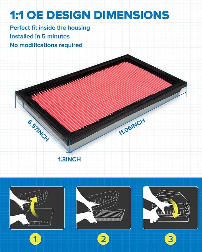 PHILTOP Engine Air Filter, Compatible