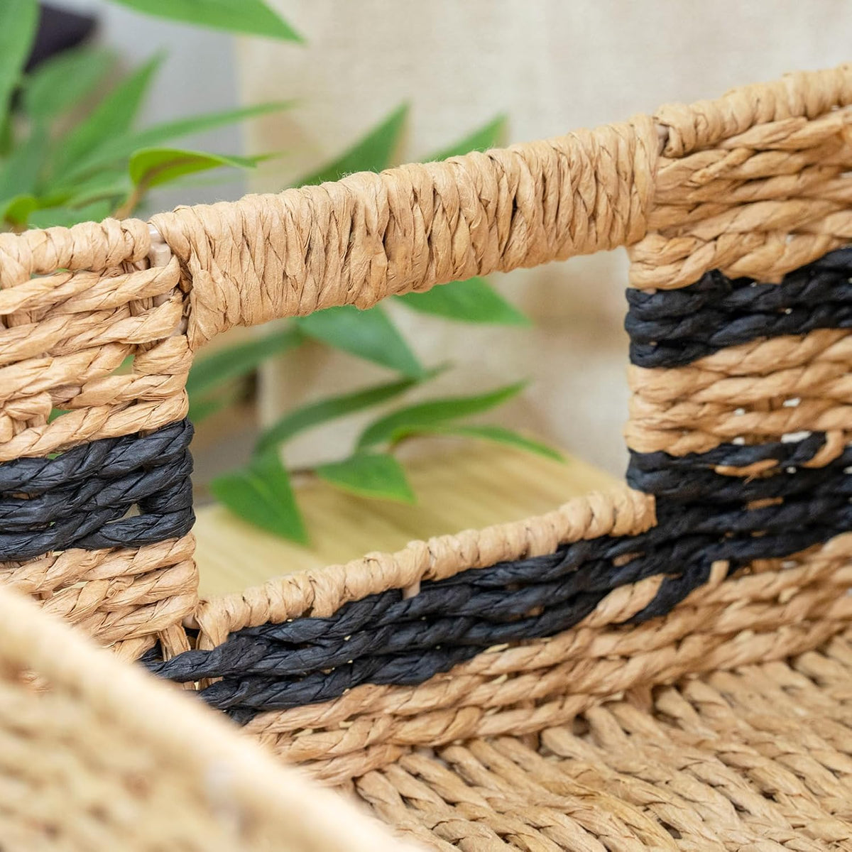 Handwoven Paper Rope Storage Basket, Rectangular Wicker Organizer