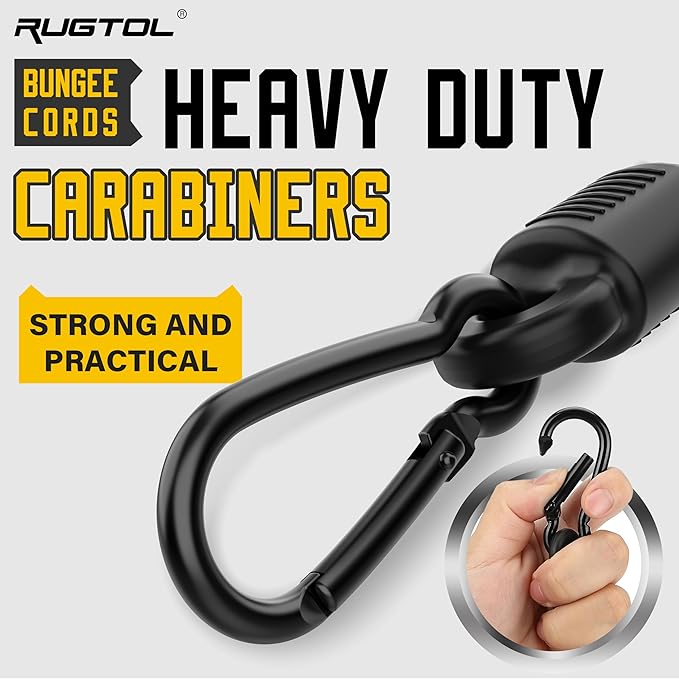 Bungee Cords with Hooks, 48 Inch Adjustable Blue Bungee Cords with Carabiner Heavy Duty Outdoor, 8mm Thick Easy to Adjust Bungee Rope UV Resistant for Truck Bed, Bike Rack, Trash Can, Moving, 6 Pack