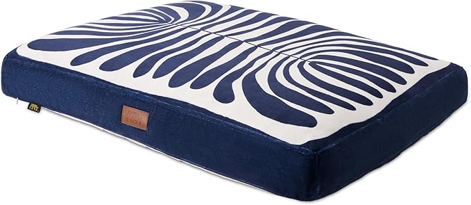 TOWN & COUNTRY LUXE CuddleTown Matisse Everwash® Pillow Pet Bed, Water Repellent Floor Pillow, Machine Washable Cover, Soft & Calming, Navy Blue, Small 28"x22"x4"