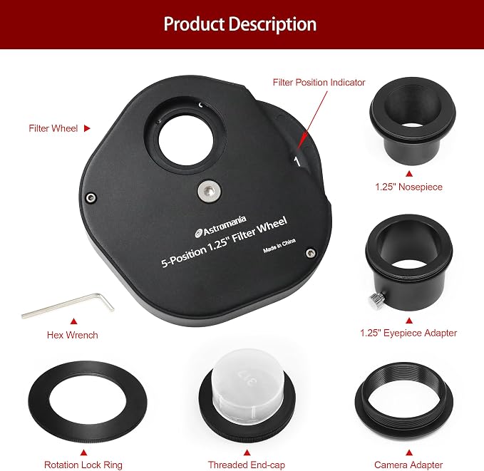 Astromania Filter Wheel for Telescope, Filter Drawer Compatible