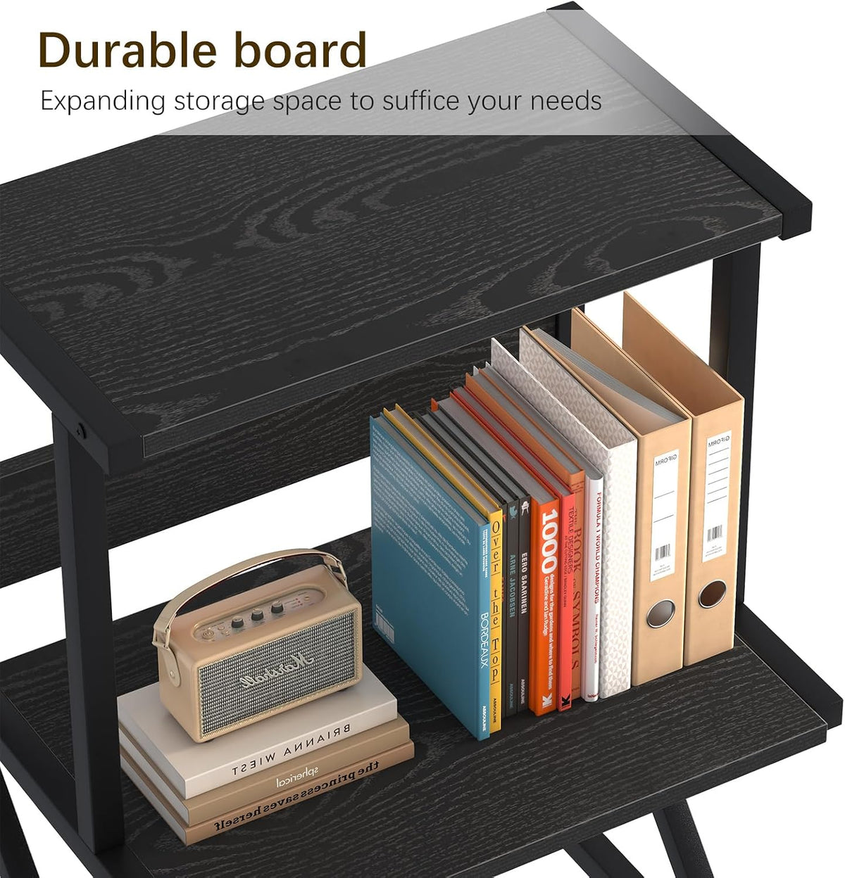 aboxoo Printer Stand for Desk to Save Space, Metal+Wood for Home Office