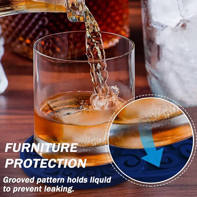 Coasters for Drinks, Resistant Reusable Silicone Coasters