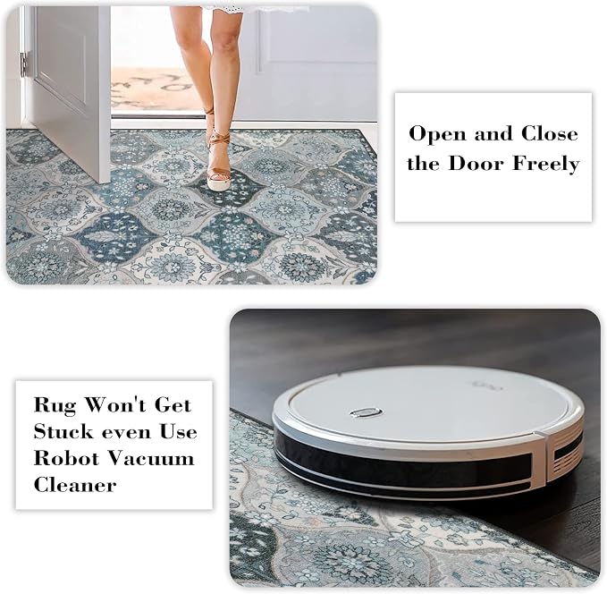 Lahome Moroccan Washable Round Area Rug, Soft Vintage Round Rugs 6ft Ultra-Thin