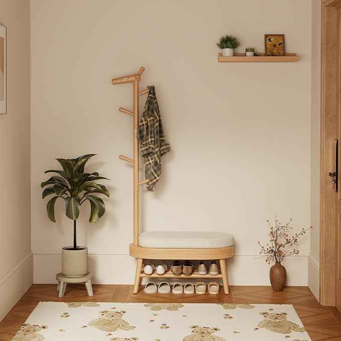 AQIMUELE Shoe Bench Entryway, Coat Rack