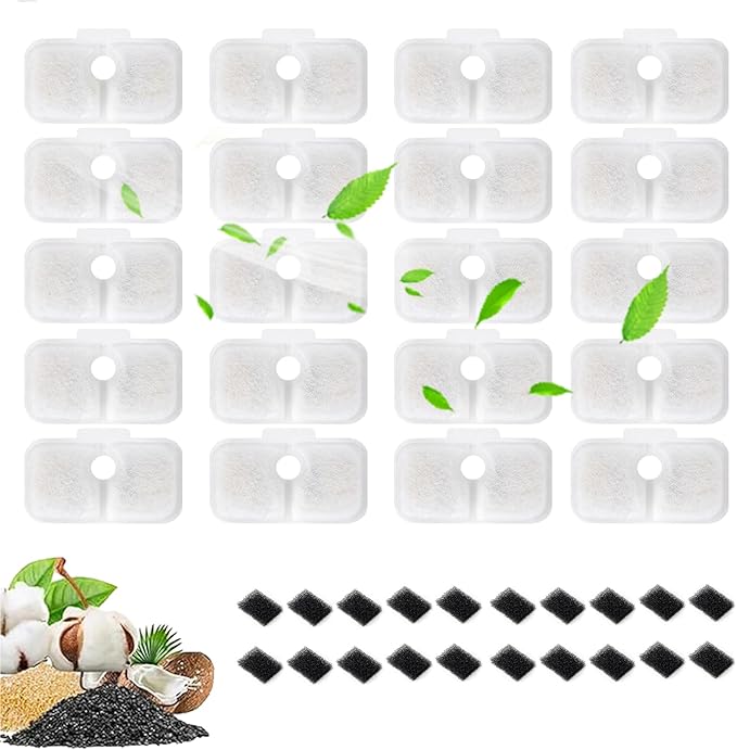 40PCS Cat Water Fountain Filters Replacement Compatible With PETLIBRO Dockstream Pet Fountain PLWF005 PLWF115 PLWF105,Replacement Filter for Ultra Quiet Pet Water Fountain