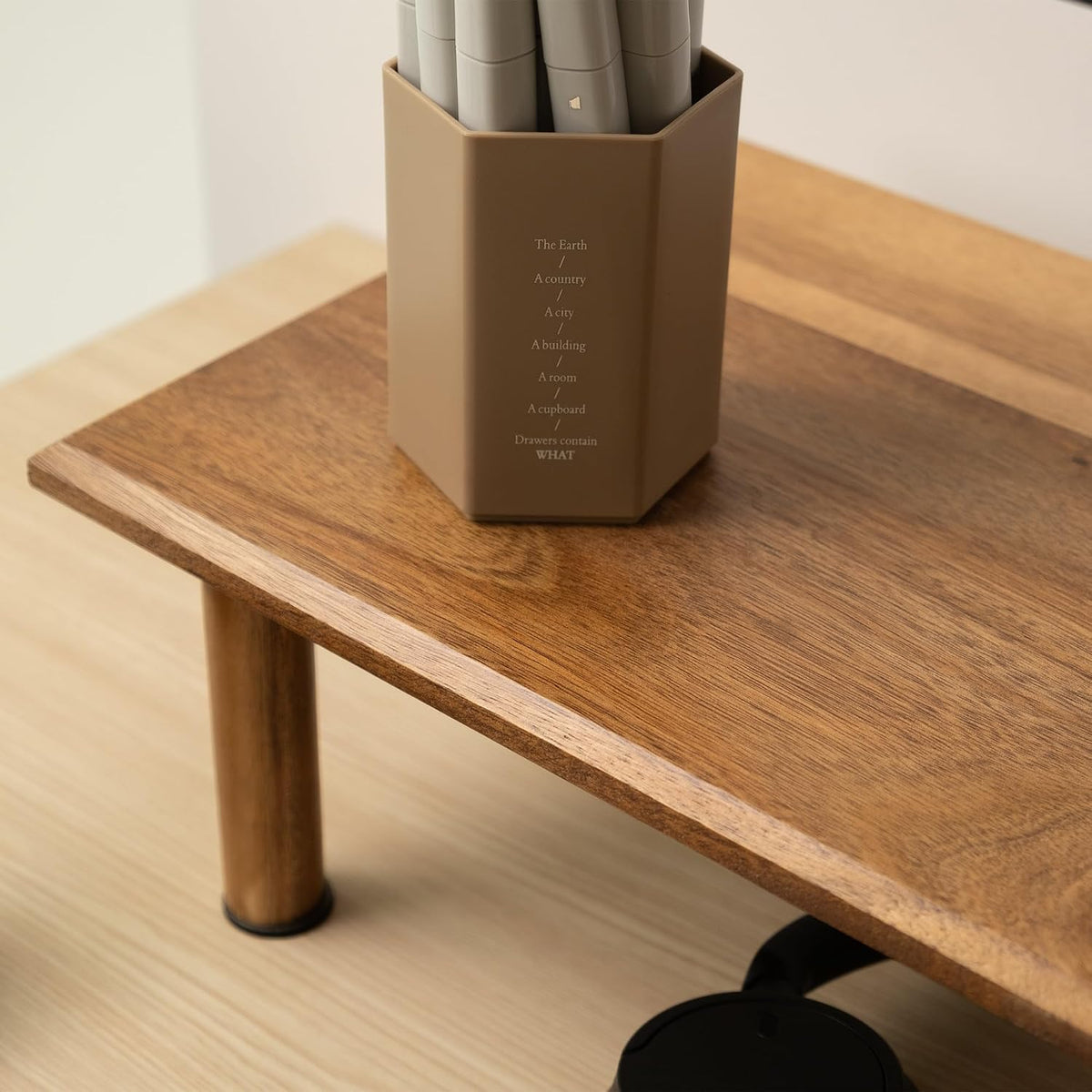 Dual Monitor Stand Riser, Acacia Wood Desktop Shelf with Storage