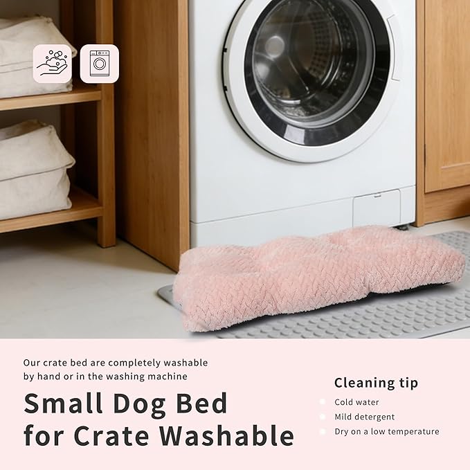 18 inch Dog Crate Bed Dog Mats for Sleeping,Up to 10 lbs Fluffy Pink Puppy Pad XXS